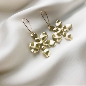 Flower Drop Statement Earrings in Gold